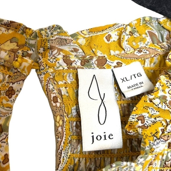 ANTHROPOLOGIE Joie Yellow Paisley Smocked Long Sleeve Blouse - Picture 7 of 10
